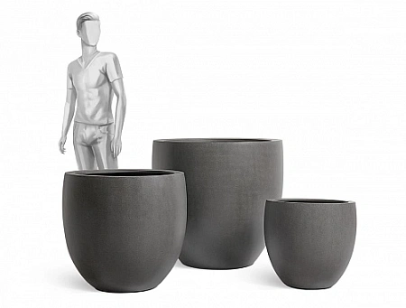 Кашпо Treez Effectory Beton Большой округлый конус Тёмно-серый бетон д-54 см, в-51 см