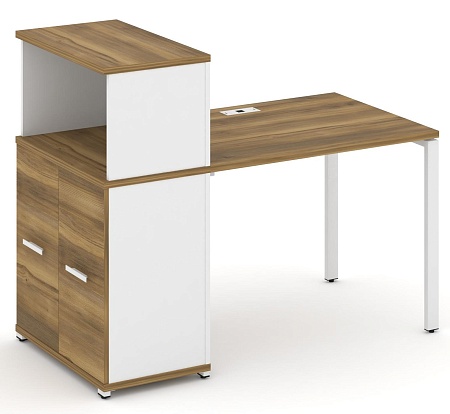Стол рабочий с опорным распашным шкафом с надставкой низкой CN.SP-225 B/W