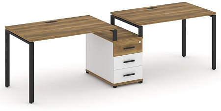 Рабочая станция на 2 места с одной опорной тумбой CN.ORS-302 B/W