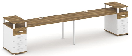 Рабочая станция на 2 места с двумя опорными тумбами CN.ORS-428 B/W