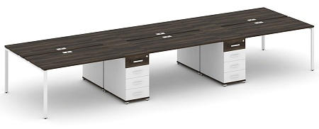 Рабочая станция на 6 мест с четыремя опорными тумбами CN.DRS-451 B/W