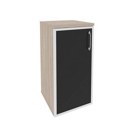 Шкаф низкий узкий левый (1 низкий фасад стекло лакобель в раме) O.SU-3.2R(L)black