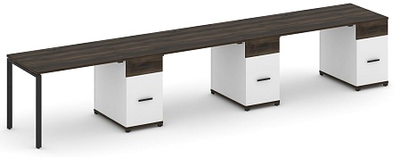 Рабочая станция на 3 места с тремя опорными тумбами CN.ORS-445 B/W