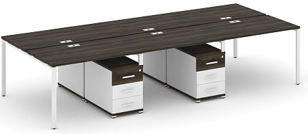 Рабочая станция на 6 мест с двумя двухсторонними опорными тумбами CN.DRS-342 B/W