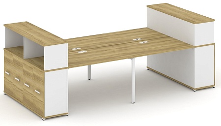 Рабочая станция с опорными распашными шкафоми с надставкой низкой CN.DRS-270 B/W