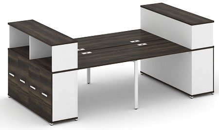Рабочая станция с опорными распашными шкафоми с надставкой низкой CN.DRS-269 B/W