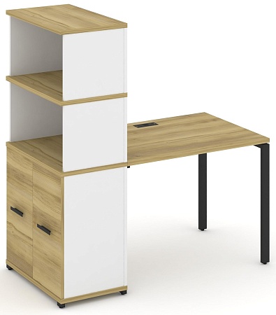Стол рабочий с опорным распашным шкафом с надставкой высокой CN.SP-229 B/W