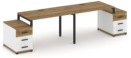 Рабочая станция на 2 места с двумя опорными тумбами CN.ORS-318 B/W