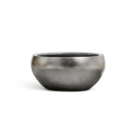 Кашпо TREEZ Effectory - Metal - Низкая полусфера - Стальное серебро