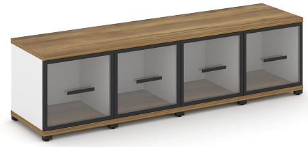 Шкаф пять узких секций, 1 ниша (4 фасада стекло прозрачное в раме, 1 ниша) CN.STU-143 RP B/W