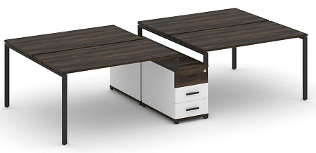 Рабочая станция на 4 места с двухсторонней опорной тумбой CN.DRS-311 B/W