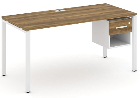 Стол рабочий с подвеснй тумбой одной открытой нишей и одним ящиком CN.SP-120 B/W