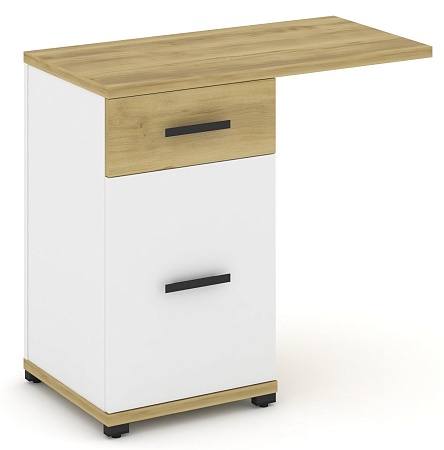 Тумба приставная узкая 1 ящик + 1 распашной фасад со свесом. CN.TUS-003 B/W