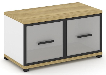 Шкаф одна широкая секция, 1 ниша (2 фасада стекло белое матовое в раме, 1 ниша) CN.STS-113 RM B/W