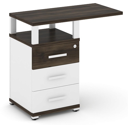 Тумба приставная узкая 3 ящика со свесом. С надставкой широкой. CN.TUS-002 B/W