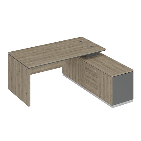 Стол руководителя (опора ДСП) на опорной тумбе правый СИ 107R