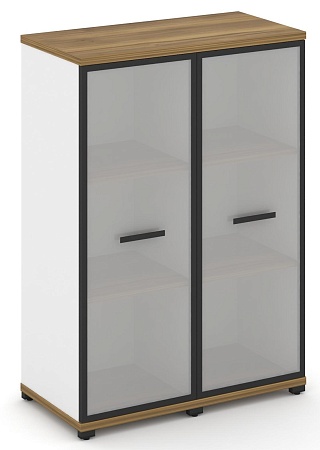 Шкаф две узкие секции, 3 ниши (2 фасада стекло белое матовое в раме, 3 ниши) CN.STU-326 RM B/W