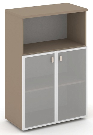 Шкаф средний широкий (2 низких фасада стекло в раме сатин матовый) ES.ST-2.2R