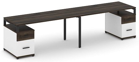 Рабочая станция на 2 места с двумя опорными тумбами CN.ORS-324 B/W