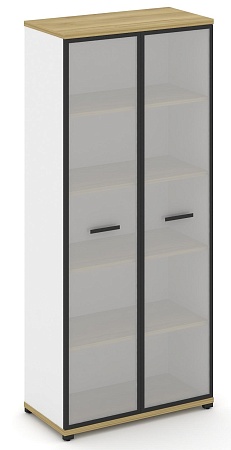 Шкаф одна широкая секция, 5 ниш (2 фасада стекло белое матовое в раме, 5 ниш) CN.STS-518 RM B/W