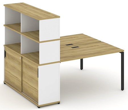 Рабочая станция с опорным шкафом купе с надставкой высокой CN.DRS-243 B/W
