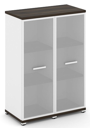 Шкаф две узкие секции, 3 ниши (2 фасада стекло белое матовое в раме, 3 ниши) CN.STU-326 RM B/W