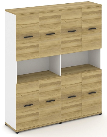 Шкаф две широкие секции, 5 ниш (4 фасада ЛДСП, 2 ниши + 4 фасада ЛДСП, 2 ниши) CN.STS-523 B/W