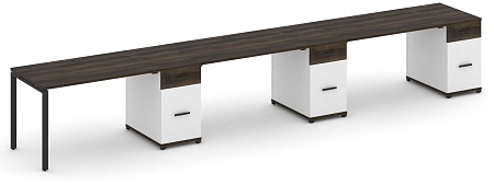 Рабочая станция на 3 места с тремя опорными тумбами CN.ORS-446 B/W