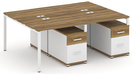 Рабочая станция на 4 места с двумя двухсторонними опорными тумбами CN.DRS-321 B/W