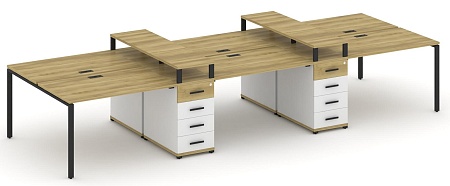 Рабочая станция на 6 мест с четыремя опорными тумбами CN.DRS-466 B/W
