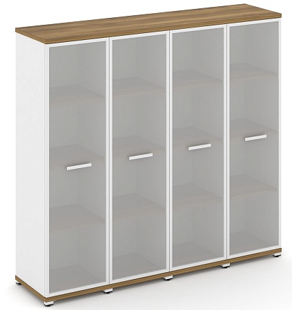 Шкаф четыре узкие секции, 4 ниши (4 фасада стекло белое матовое в раме, 4 ниши) CN.STU-446 RM B/W