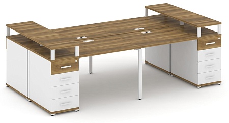 Рабочая станция на 6 мест шестью опорными тумбами CN.DRS-441 B/W
