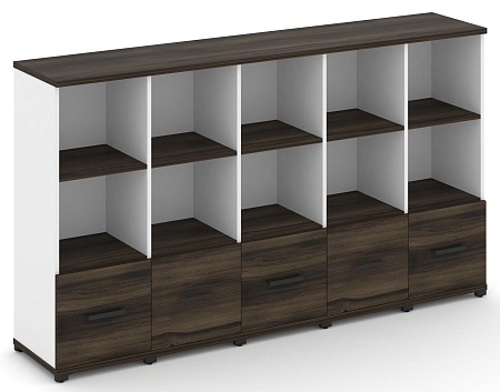 Шкаф пять узких секций, 3 ниши (5 фасадов ЛДСП, 1 ниша) CN.STU-351 B/W