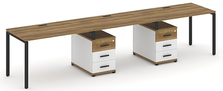 Рабочая станция на 3 места с двумя опорными тумбами CN.ORS-334 B/W