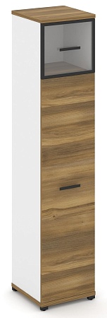 Шкаф одна узкая секция, 5 ниш (фасад ЛДСП  на 4 ниши + фасад стекло прозрачное в раме, на 1 нишу) CN.STU-517 RP B/W