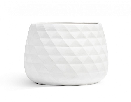 Кашпо TREEZ ERGO Diamond Низкая чаша Белый камень д-52, в-37 см