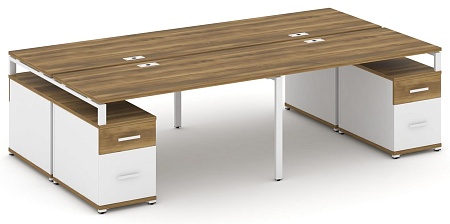 Рабочая станция на 4 места с двумя двухсторонними опорными тумбами CN.DRS-331 B/W