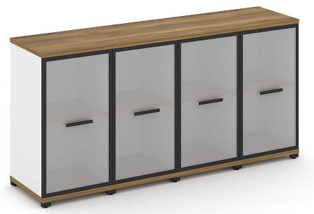 Шкаф четыре узкие секции, 2 ниши (4 фасада стекло белое матовое в раме, 2 ниши ) CN.STU-243 RM B/W