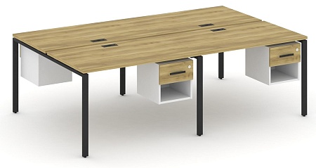 Рабочая станция двухсторонняя с подвесными тумбами на 4 места CN.DRS-138 B/W