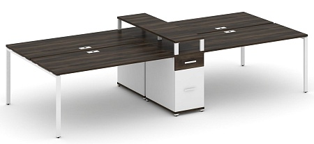 Рабочая станция на 6 мест с четыремя опорными тумбами CN.DRS-440 B/W