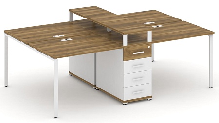 Рабочая станция на 6 мест с четыремя опорными тумбами CN.DRS-433 B/W