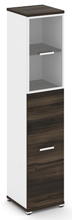 Шкаф одна узкая секция, 5 ниш ( фасад ЛДСП на 3 ниши + один фасад стекло прозрачное в раме, на 2 ниши) CN.STU-515 RP B/W