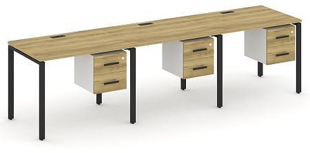 Рабочая станция односторонняя с подвесными тумбами на 3 места CN.ORS-133 B/W