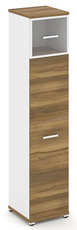 Шкаф одна узкая секция, 5 ниш (фасад ЛДСП  на 4 ниши + фасад стекло прозрачное в раме, на 1 нишу) CN.STU-517 RP B/W