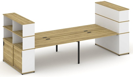 Рабочая станция с опорными шкафами купе с надставкой высокой CN.DRS-288 B/W