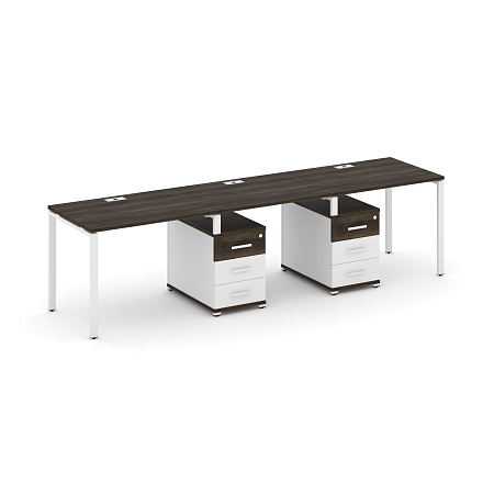 Рабочая станция на 3 места с двумя опорными тумбами CN.ORS-333 B/W