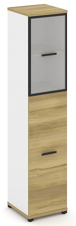 Шкаф одна узкая секция, 5 ниш (фасад ЛДСП  на 3 ниши + фасад стекло белое матовое в раме, на 2 ниши) CN.STU-515 RM B/W