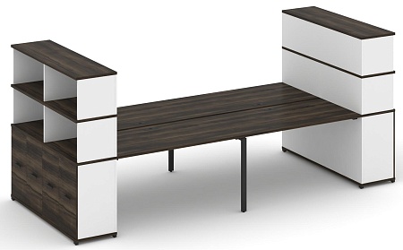 Рабочая станция с опорными распашными шкафоми с надставкой высокой CN.DRS-275 B/W