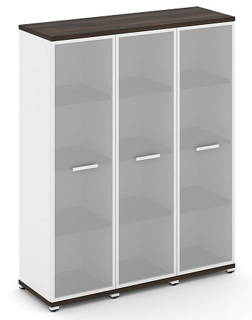 Шкаф три узкие секции, 4 ниши (3 фасада стекло белое матовое в раме, 4 ниши) CN.STU-436 RM B/W