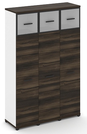 Шкаф три узкие секции, 5 ниш (3 фасада ЛДСП, 4 ниши + 3 фасада стекло белое матовое в раме,  1 ниша) CN.STU-537 RM B/W